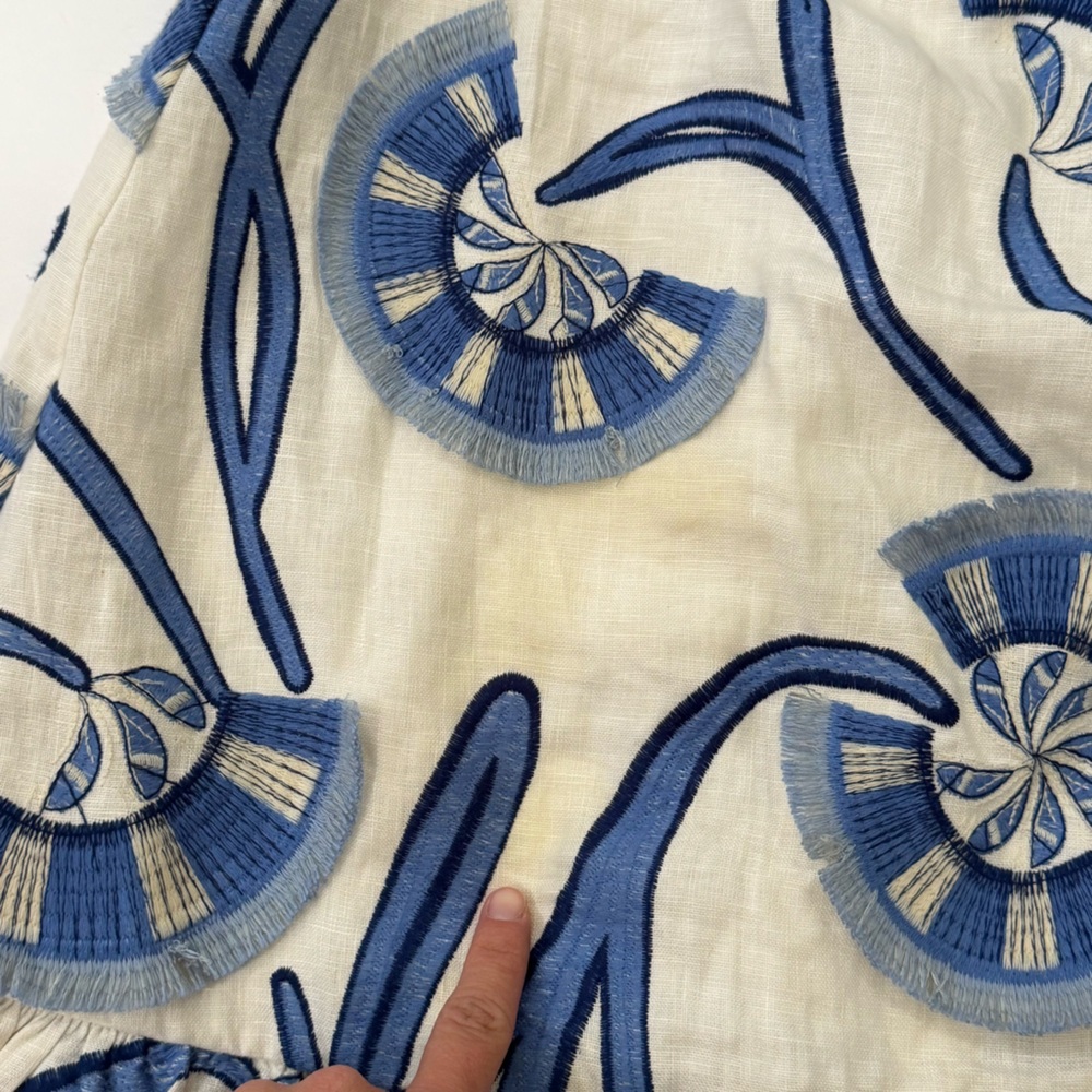 Alexis Women's San Paolo Embroidered Linen Mini Dress In Blue Sz M - Picture 4 of 13